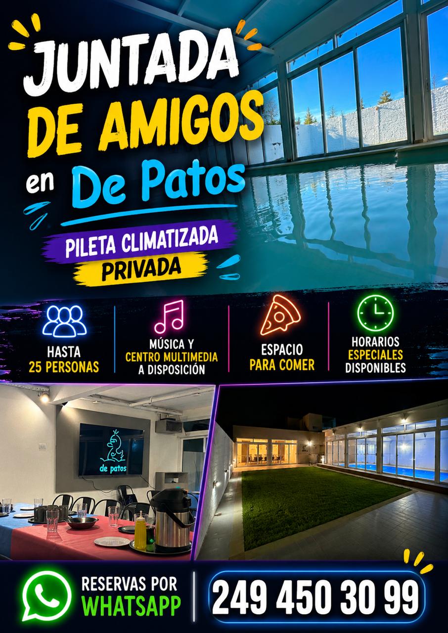 Juntada de amigos en De Patos con pileta climatizada